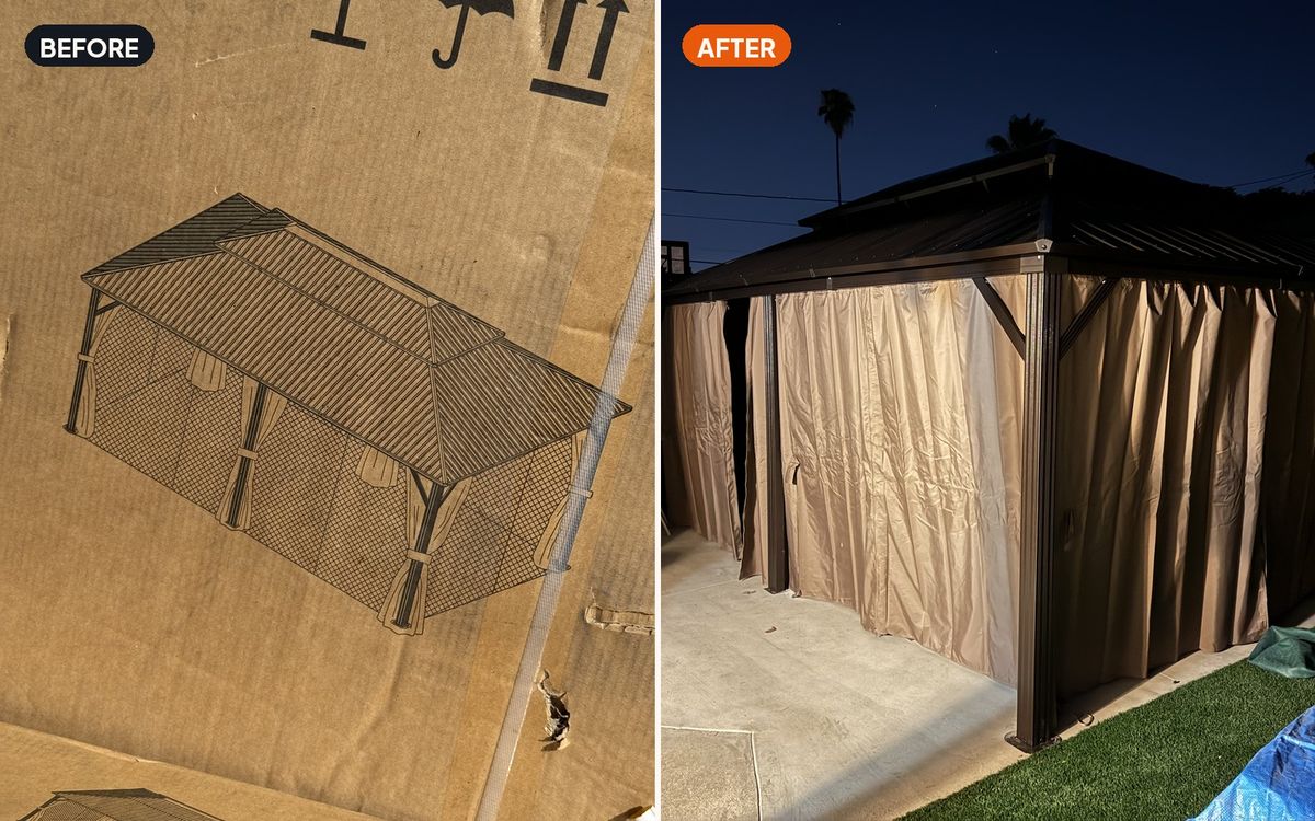 Hardtop gazebo — before and after