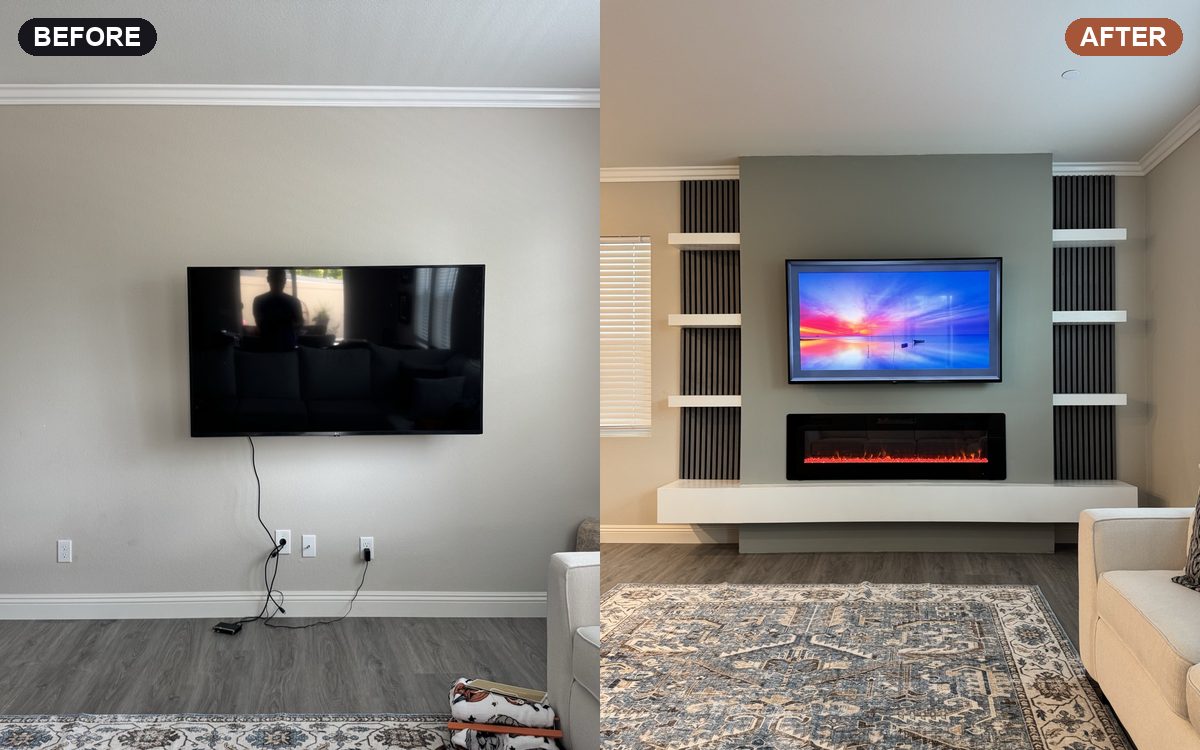 Media wall — before and after