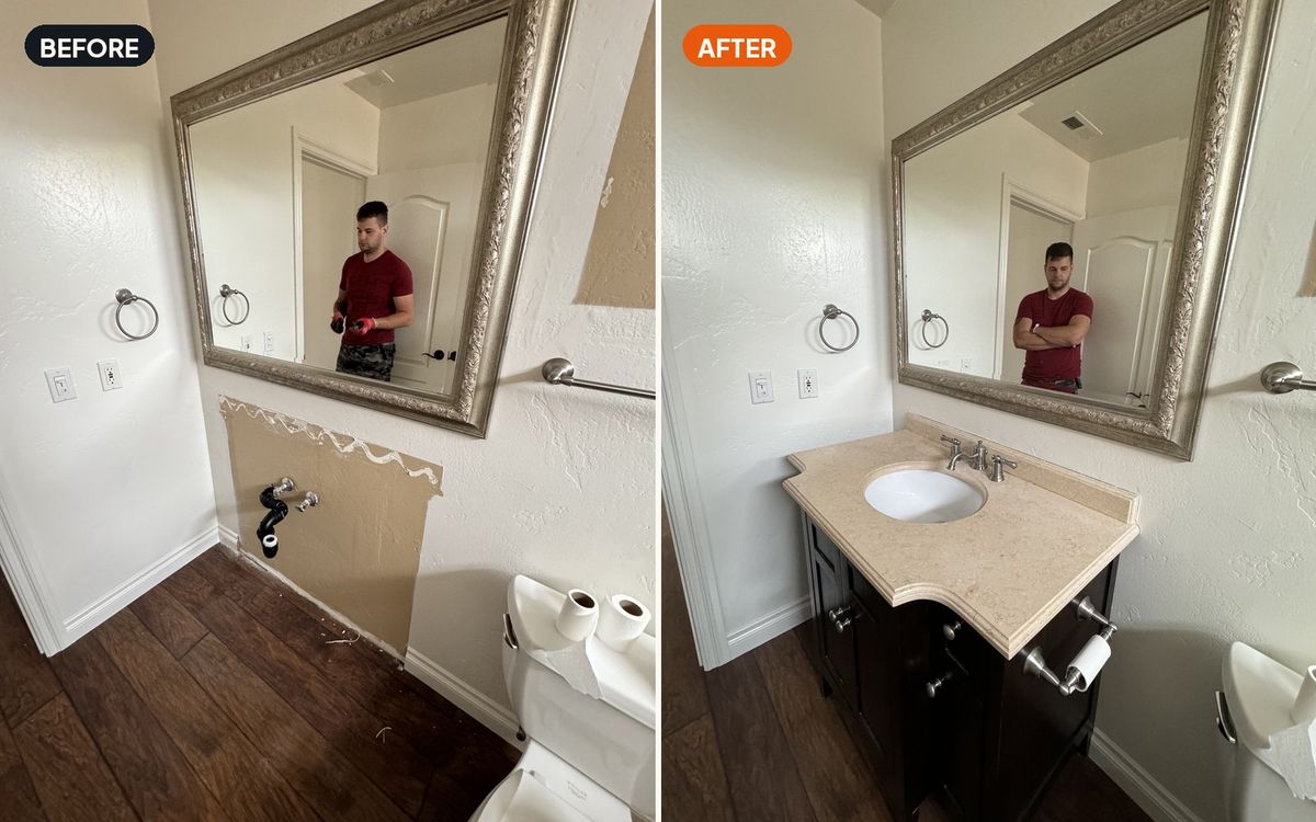 Vanity replacement — before and after