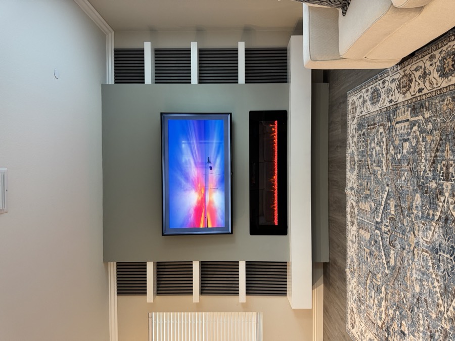 Media wall with fireplace