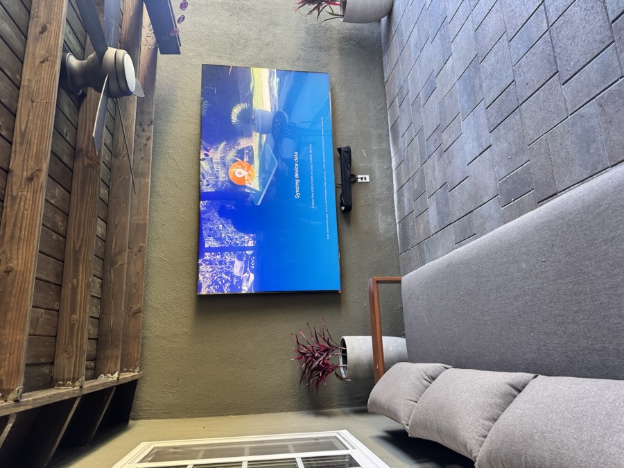 TV mounted on accent wall